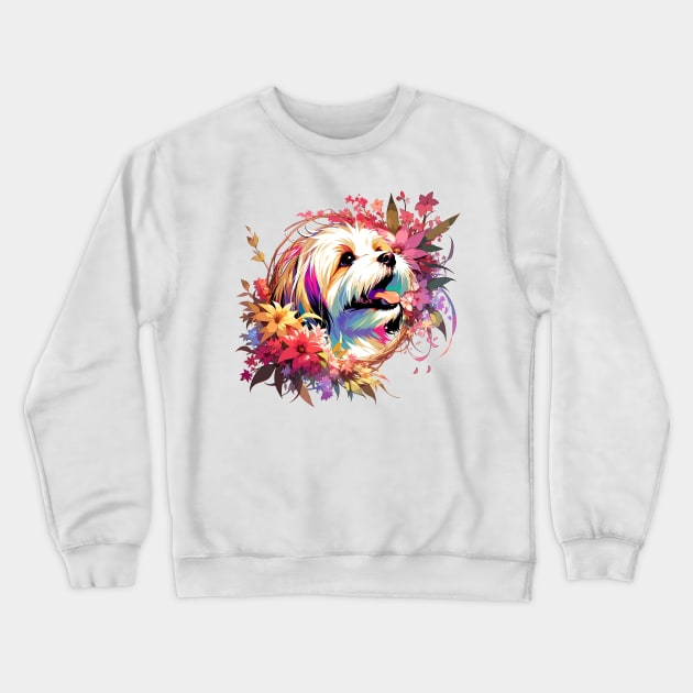 Havanese Joyful Portrait, A Mother's Day Dog Mom Gift Crewneck Sweatshirt by ArtRUs